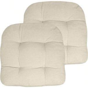 Patio Chair Cushions 2-Pack – 19"x19"x5", Tufted, Cream