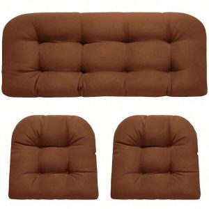 3-Piece Wicker Chair Cushions Set – Waterproof, Tufted, Outdoor