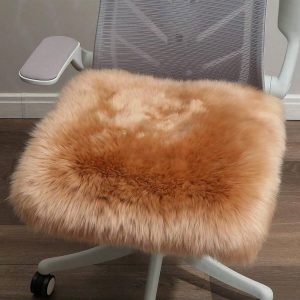 Lezoou Sheepskin Chair Cushion – Soft, Non-Slip, 18"x18"